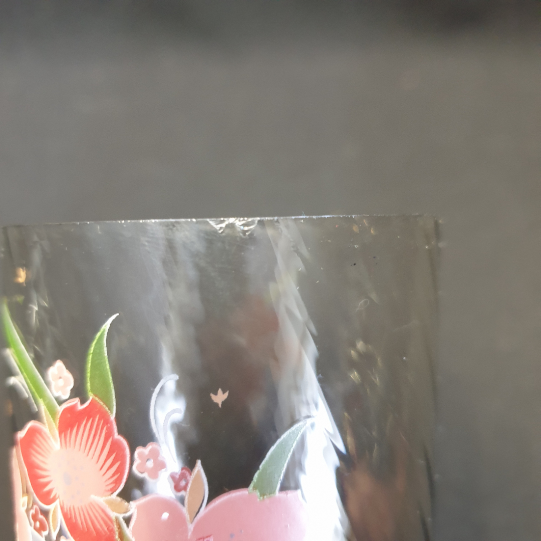 Стакан для чая "Гладиолусы", цветное стекло,высота 13,5 см, есть микросколы. Картинка 3